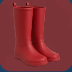 A pair of tall red rain boots