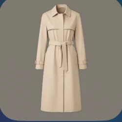 A beige trench coat with a belt